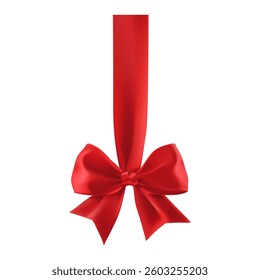 3D vector illustration of red bow isolated on white background. Used for design of gift boxes, gifts, holidays.