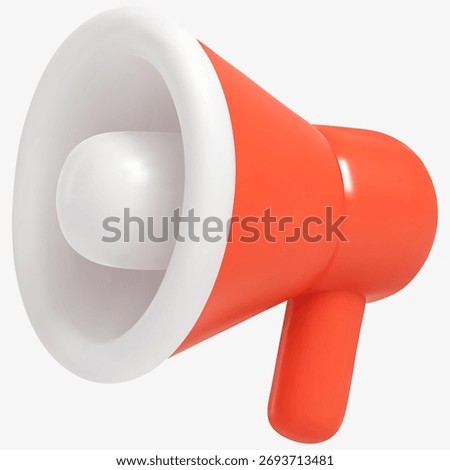 3D Vector illustration of a red megaphone symbolizing marketing, communication, promotion, advertising, announcement, and public relations strategy.