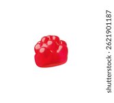 3d vector illustration of red raspberry shaped fruit gummy candy. Gummy children