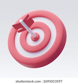 Ilustración vectorial 3D de un objetivo rojo con una flecha que simboliza el éxito del negocio, los objetivos de marketing, el logro, la estrategia y la planificación del rendimiento.