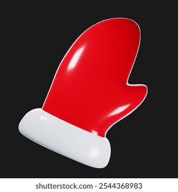 3d vector illustration of red winter mitten