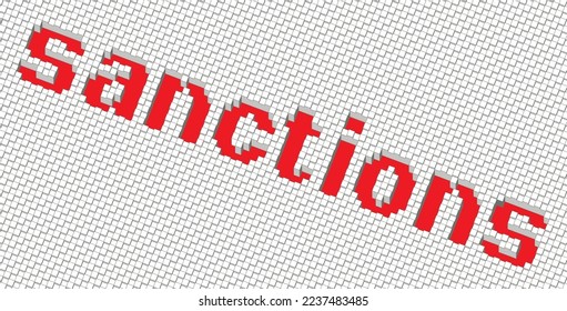 3d ilustración vectorial de la palabra roja Sanciones