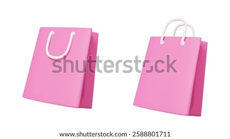 3D Vector Illustration Render Pink Shopping Bag Icon Minimal Style For Ecommerce, Marketing, Design, Graphic Isolated On White Background