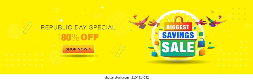 3D vector illustration of republic day of India. Sale banner offer layout template design