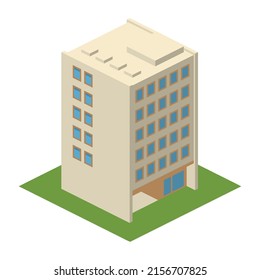 3D vector illustration of a residential building, apartment, building, hotel, commercial building, house