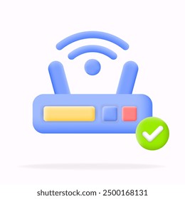 3D-Vektorgrafik-Router Wi-Fi-Verbindungssymbol für nahtlosen Internetzugang. Perfekt für Anwendungen in den Bereichen Technik, Netzwerke und Konnektivität