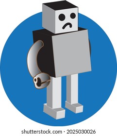 3D-Vektorgrafik eines traurigen Roboters