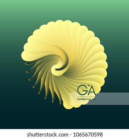 3D vector illustration with seashell nautilus. Object with smooth shape. Can be used for advertising, marketing, presentation, card and flyer.