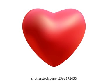 3D vector illustration of a shiny red heart icon. Conveys love, warmth, sweetness. Suitable for use in themes of love, Valentine's Day, care and good wishes, isolated on a white background.