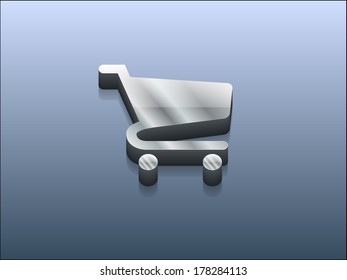 3d Vector illustration of shoppind cart icon