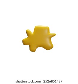 The 3D vector illustration shows a shiny, irregularly shaped figure made of yellow plasticine. A creative flowing element is perfect for modern decor