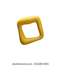 The 3D vector illustration shows a square frame made of yellow plasticine. The unusual flowing figure on a white background is ideal for modern decor or holidays