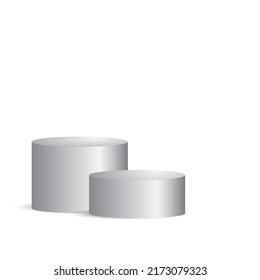 3d vector illustration of silver podium on white background for product display. social media advertising brochure