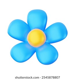 3d vector illustration simple design element flower bud blue