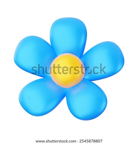 3d vector illustration simple design element flower bud blue