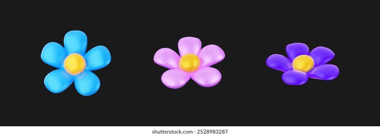 3d vector illustration simple flower buds design element