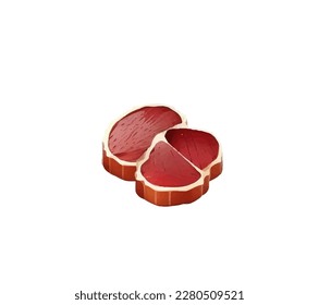 3d vector illustration of sliced steaks isolated on white background
