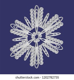 A 3d vector illustration of a snowflake with a lot of curved lines and bends.