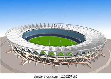 3D vector illustration of a stadium
