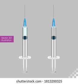 3D vector illustration Syringe isolated on grey background
