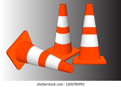 3D Vector Illustration, traffic cones