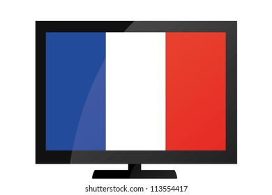 3d Vector Illustration of a TV with the Flag of France