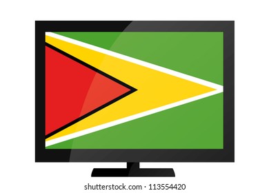 3d Vector Illustration of a TV with the Flag of Guyana