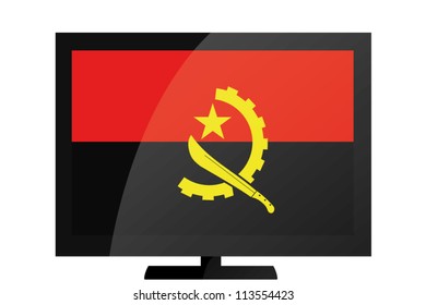 3d Vector Illustration of a TV with the Flag of Angola