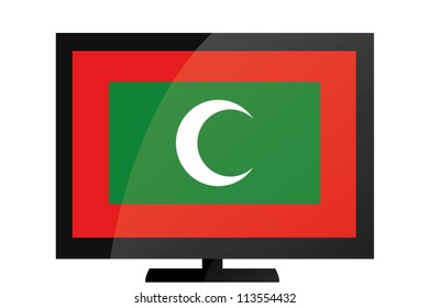 3d Vector Illustration of a TV with the Flag of Maldives