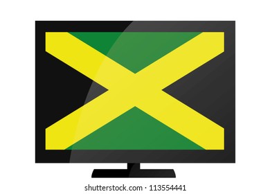 3d Vector Illustration of a TV with the Flag of Jamaica