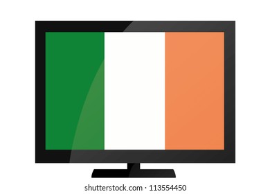 3d Vector Illustration of a TV with the Flag of Ireland