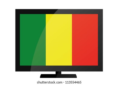 3d Vector Illustration of a TV with the Flag of Mali