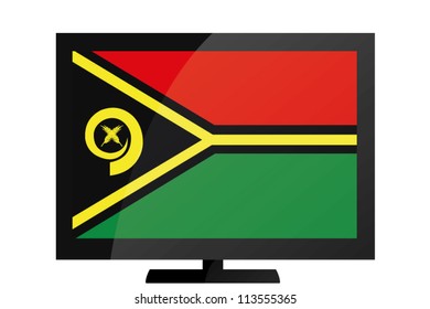 3d Vector Illustration of a TV with the Flag of Vanuatu