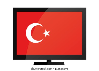 3d Vector Illustration Tv Flag Turkey Stock Vector (Royalty Free ...