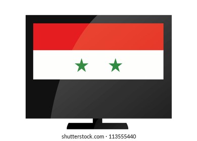 3d Vector Illustration of a TV with the Flag of Syria