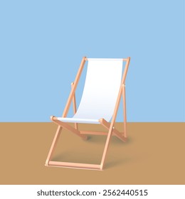 3D vector illustration of a vibrant beach chair, ideal for showcasing summer themes, beach vacations, and outdoor relaxation in virtual reality or digital designs.