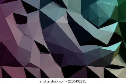 3D vector illustration, volumetric background sith stones, rock with colorful light and dark contrast, surreal geology banner