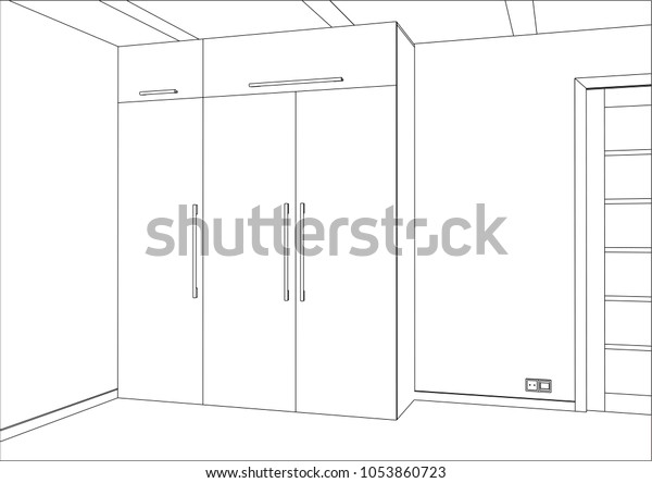 3d Vector Illustration Wardrobe Interior Modern Stock Vector