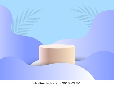 3D vector illustration of wave background podium for product display. for advertising background. product promotion brochure