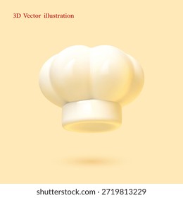 3D-Vektorgrafik eines weißen Küchenchefs Hut in glattem glänzendem Stil. Perfekt für Restaurantmenüs, Koch-Apps und kulinarische Markendarstellung. Professionelle Küche Grafik.