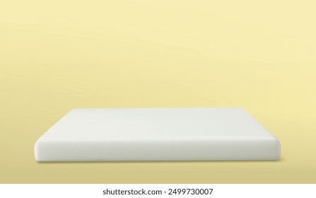 3D Vector illustration white stage product podium. Studio scene display with platform step pedestal for sale template, presentation, mockup. 