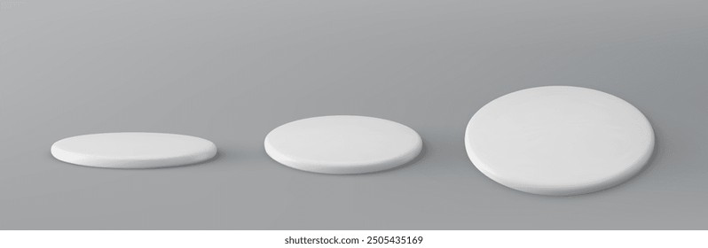 Podio de producto de escenario blanco de Ilustración vectorial 3D. Escena de estudio con pedestal de paso de plataforma para la Plantilla de venta, presentación, maqueta. 