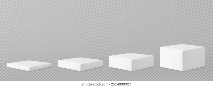 Podio de producto de escenario blanco de Ilustración vectorial 3D. Escena de estudio con pedestal de paso de plataforma para la Plantilla de venta, presentación, maqueta. 