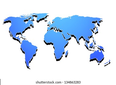 3d vector illustration of the world continents