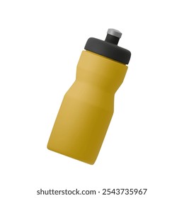 3D vector illustration of yellow sports water bottle with black cap. Ideal for fitness, gym, and outdoor activity designs. Modern, sleek, and perfect for hydration and sports concepts