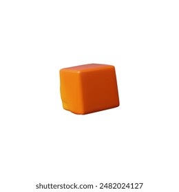 3D vector image of a cut square slice of carrot. Realistic carrot element, single on isolated background. Healthy eating and vegetarianism. Suitable for dietary and culinary concepts.