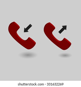3D vector incoming and outgoing calls icons