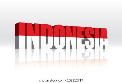 Bandera de texto de palabra de Indonesia de Vector 3D