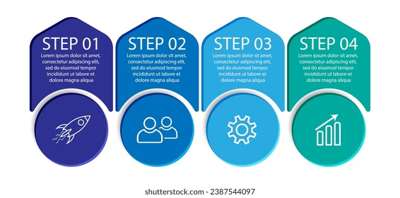 3d vector infographic 4 steps, simple design with various colors connected to each other, there are icons, text and symbols, good for your business presentation, concise and easy