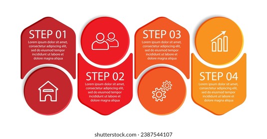 3d vector infographic 4 steps, simple design with various colors connected to each other, there are icons, text and symbols, good for your business presentation, concise and easy